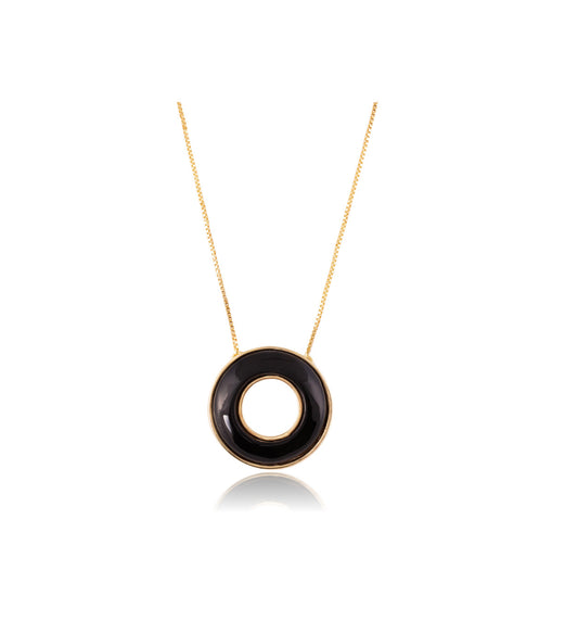Necklace Black Obsidian - Colar Oval Obsidiana Preta