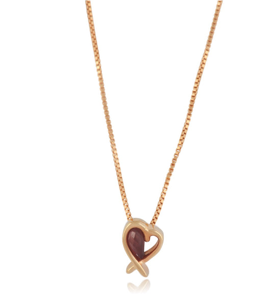 Necklace Small Amethyst heart / Colar Coração Ametista pequeno.