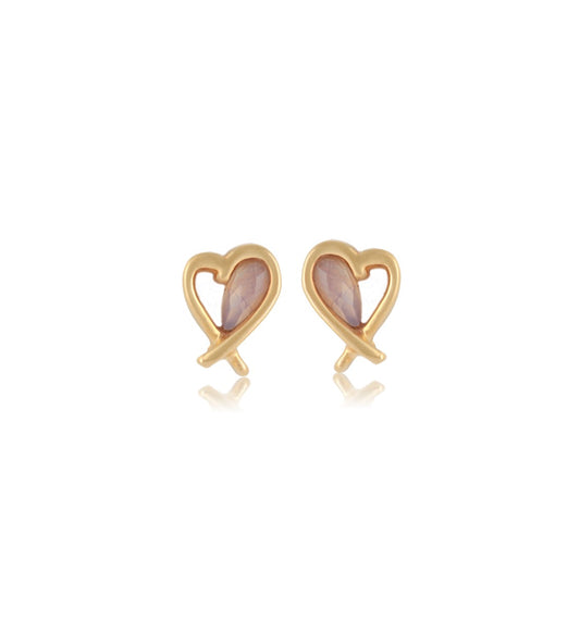 Mini Earrings open heart Opaline / Brinco Coração Mini Opalina