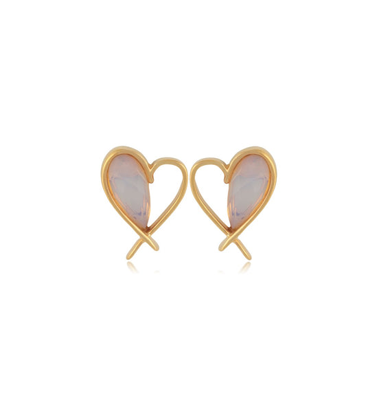 Earrings Opaline Open Heart with 18k gold plated / Brinco  Opaline Coração aberto  -banhado ouro 18k