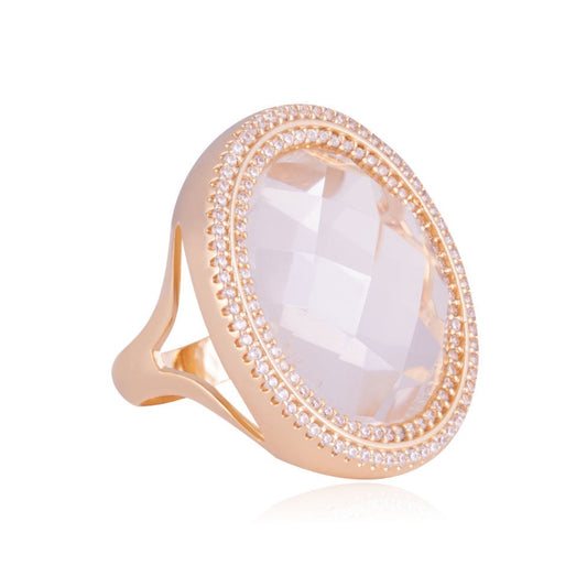 Ring 18k Gold Plated Crystal - Anel  Banhado Ouro 18k Cristal